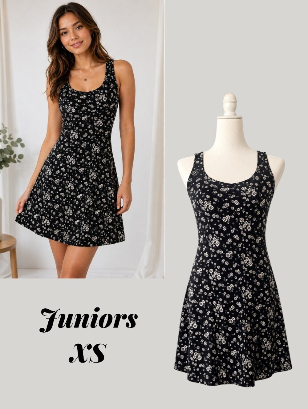 Wallflower Black Floral Sleeveless Fit & Flare Mini Dress XS